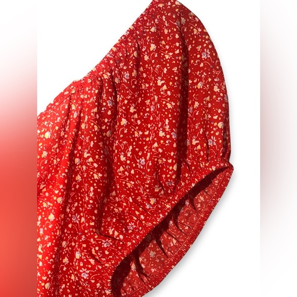 NWT Sienna Sky Puff Sleeve Off The Shoulder/Spaghetti Straps Blouse With Ruching - Picture 2 of 9